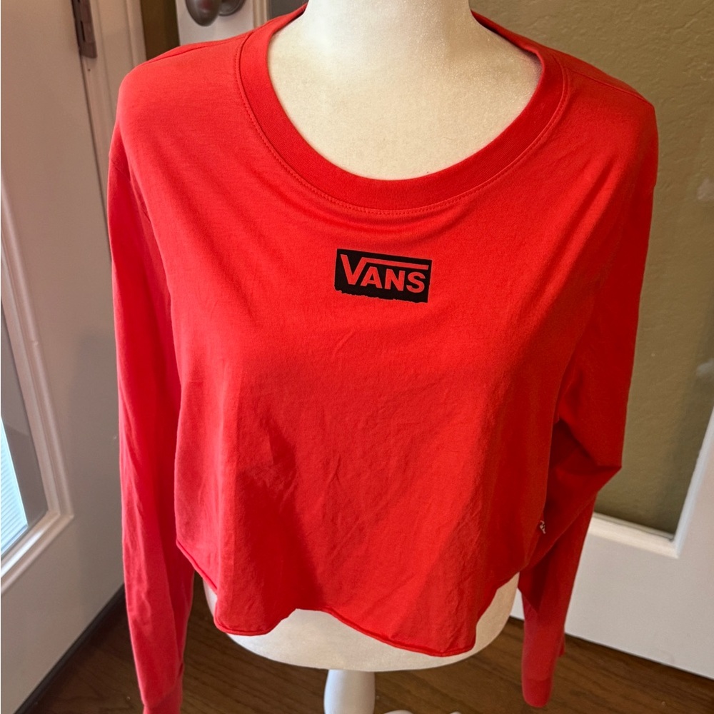 Vans Red Long Sleeve Crop T-Shirt